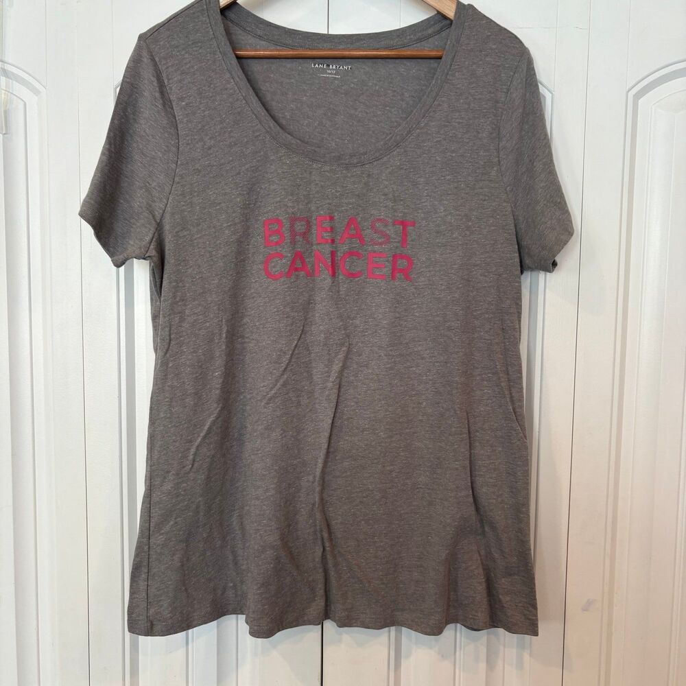 Lane Bryant Gray Breast Cancer Tee‎ Size 10/12